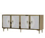 Hanah Home Tuna 180 Consola Roble Zafiro, Blanco y Dorado, 180x75x32 cm